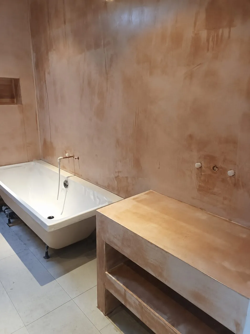 Microcement bathroom being applied by Glasgow Microcement (photo 11)