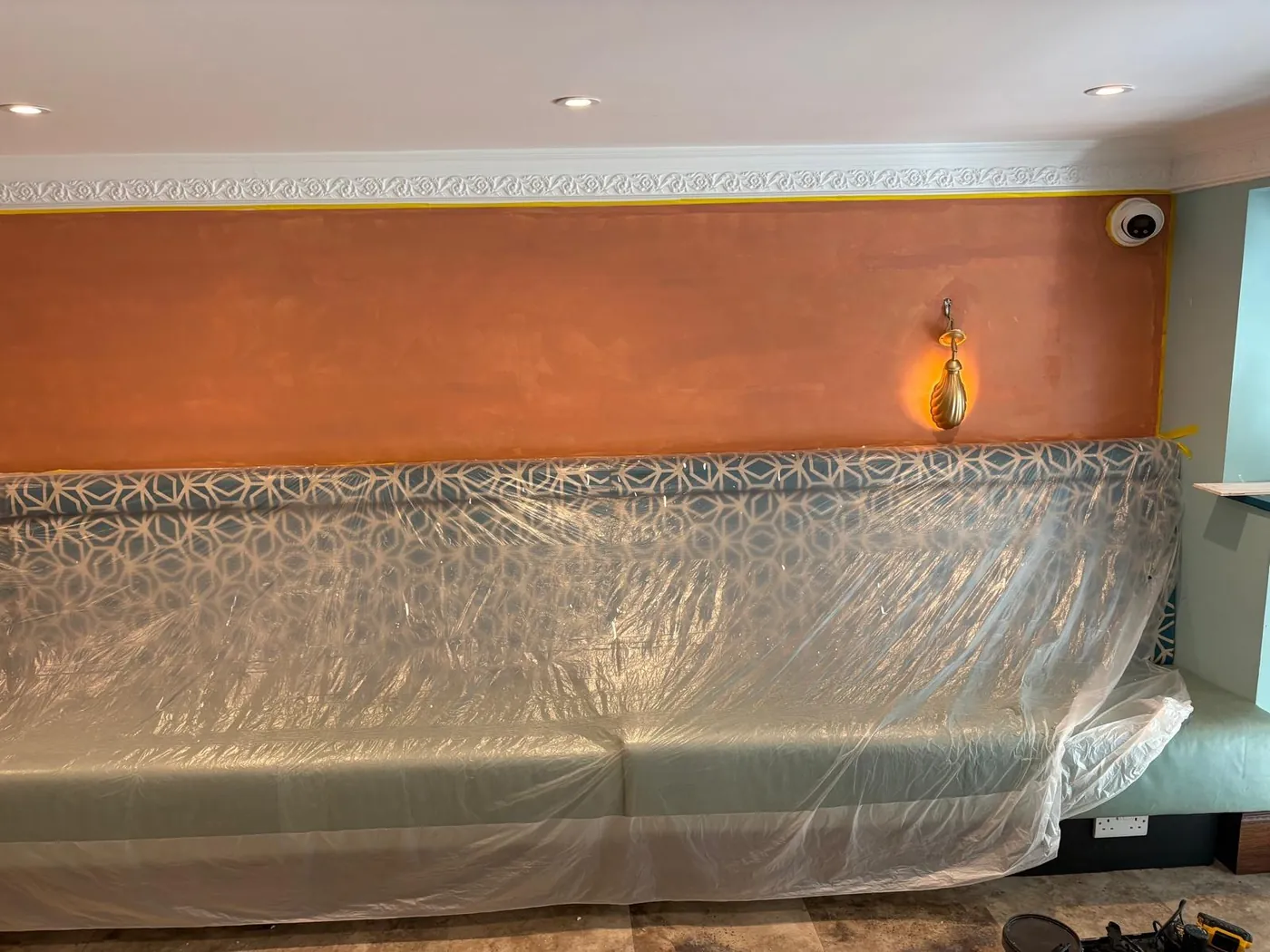 Copper Italian Italian metallic paint being applied by Glasgow Microcement (photo 4)